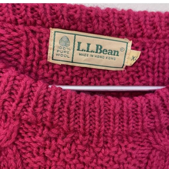 Vintage LL Bean Women’s 100% Wool Sweater Fisherman Cable Knit XL Pockets - Picture 11 of 16
